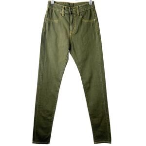 CARMAR LF NWT Women's Denim Jeans Olive Green Slim Straight Leg Cotton Size 25